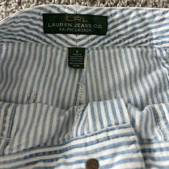 Ralph Lauren Blue Striped Canvas Shorts 6 - Picture 2 of 5